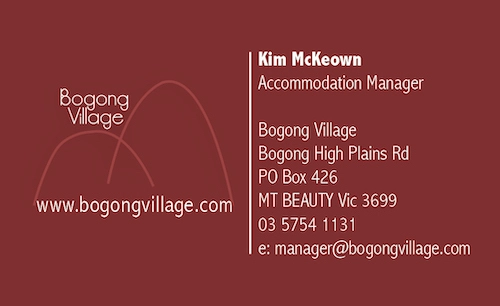 Bogong Village Business Card Front